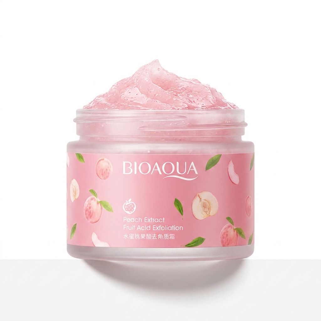 Exfoliante facial Honey Peach Beauty Supply, foto de estudio